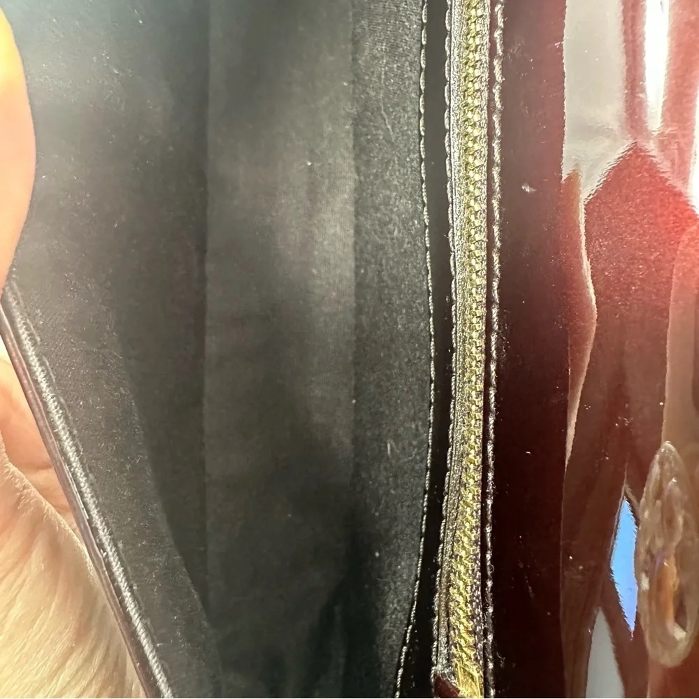 Louis Vuitton Dark Burgundy Clutch with Gold Logo